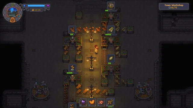 Conveyors and zombie-operated production stations in the Town Workshop.